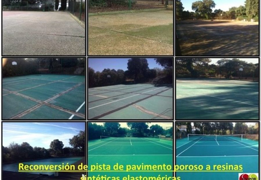 Reconversión de pistas de hormigón poroso en resinas elastómeras