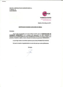 Certificado buena ejecución de obra de hormigón poroso - Madrid 3