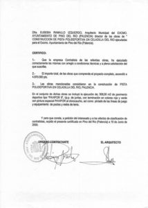 Certificado buena ejecución de obra - Pino del Río
