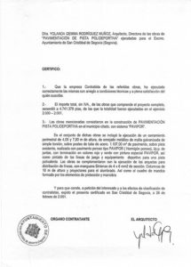 Certificado buena ejecución de obra - San Cristóbal de Segovia